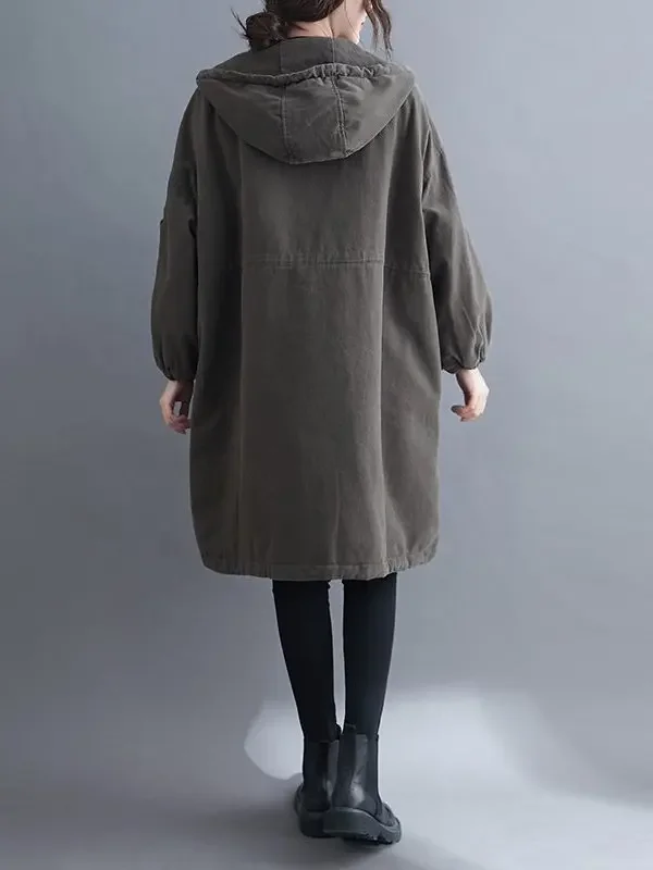 أزياء الشتاء الجديدة للمرأة أسفل سترة قطن فضفاضة التنقل مقنعين ملابس العمل المتضخم