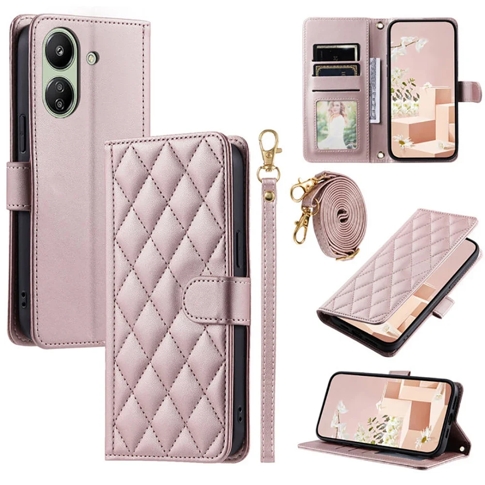 For Xiaomi Poco C65 Luxury Case Crossbody Leather Flip Book Etui For Poco X6 F5 X5 M6 X3 M3 Pro X 3 NFC M5S C55 Wallet Cover