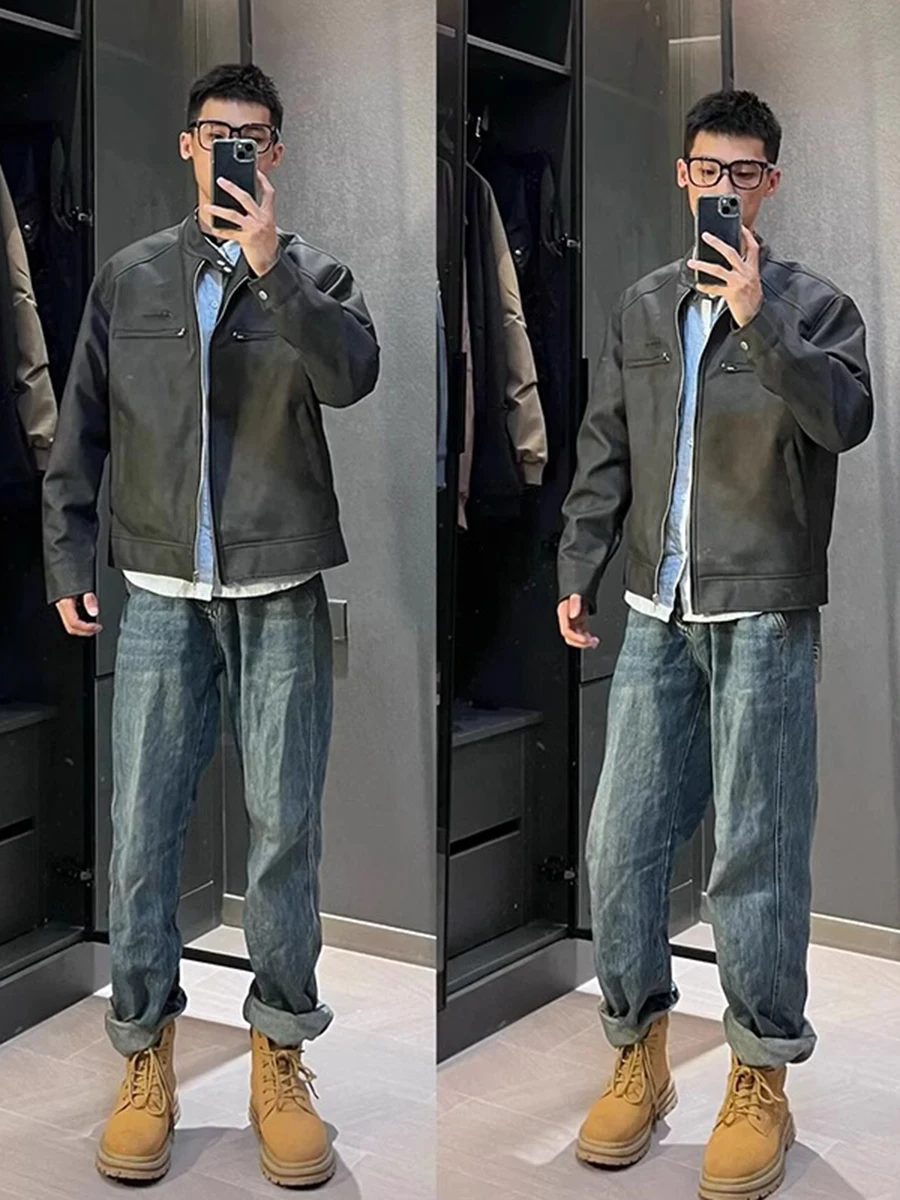 

Мужские джинсы в стиле ретро, американские, синие, джинсовые, весенне-осенние, под ботинки, в уличном стиле, с вырезами, расклешенные, прямого кроя