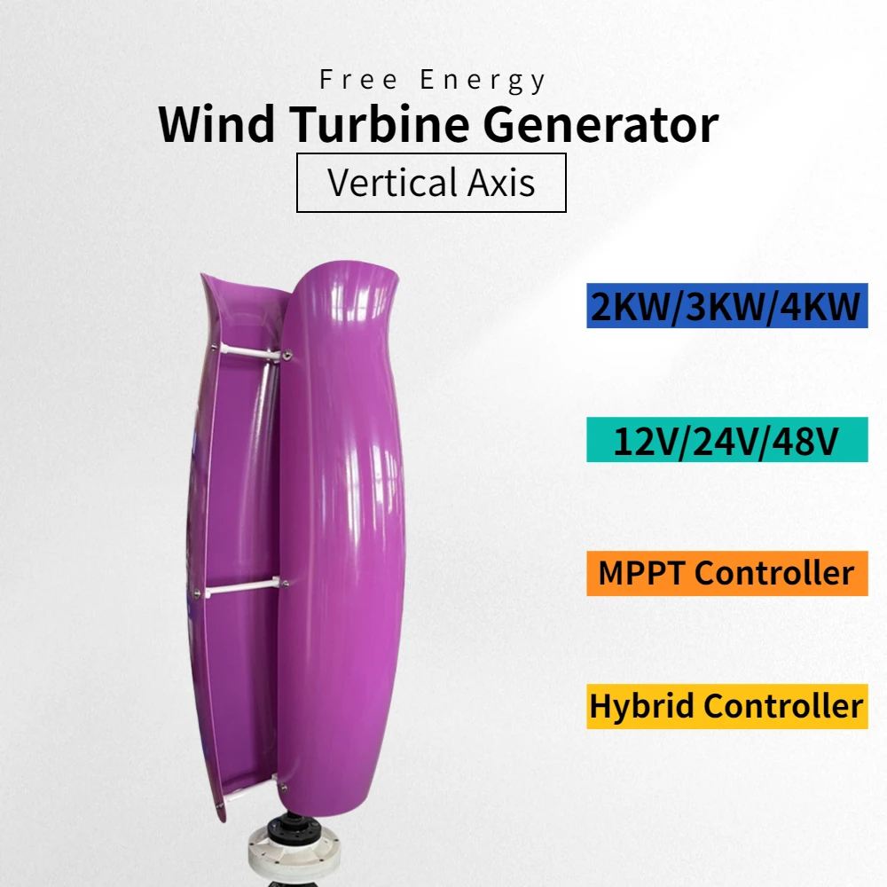 

Vertical Axis Maglev Wind Turbine Generator 2000w 3000w 4000w 24v 48v 2Blades Free Energy for Homeuse Windmills Low RPM