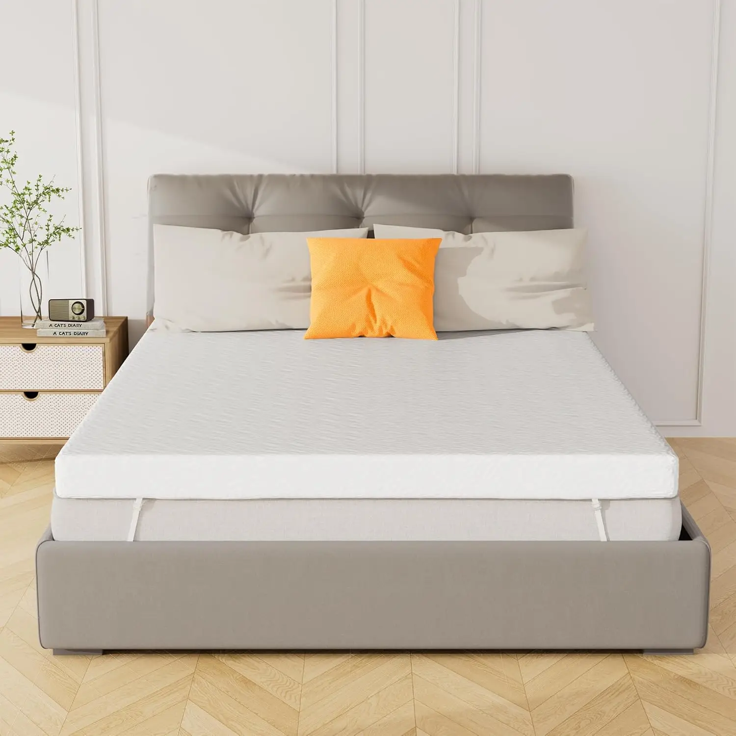 4 Inch Cooling Memory Foam Mattress Topper King Size Gel-Infused Mattress Pad Cover for Back Pain Bed Topper with Removable Wash