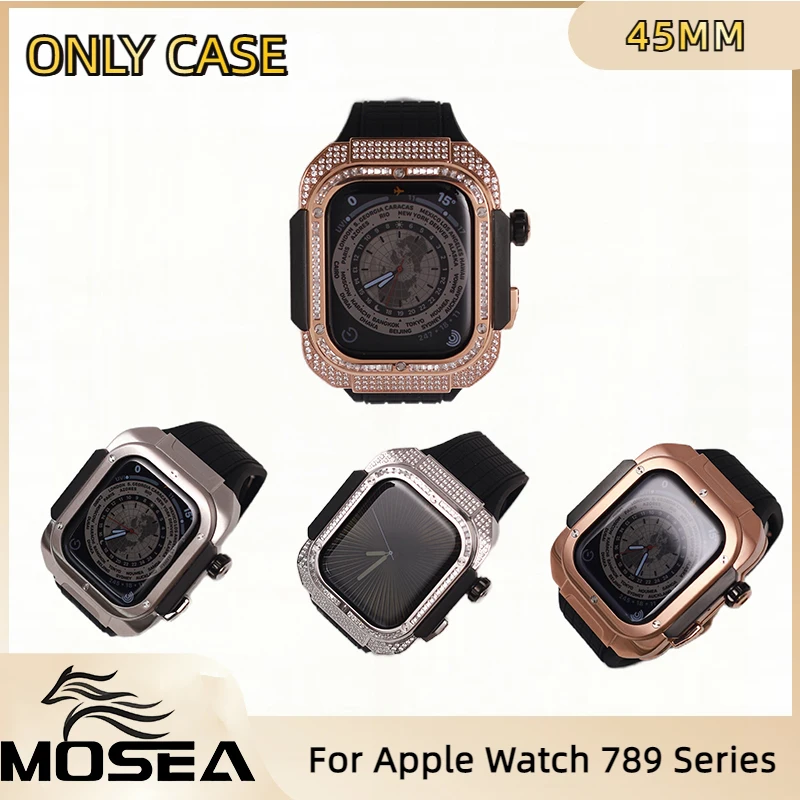 Suitable for Apple Watch S 7 8 9 Series Watch Case 316L Metal Stainless Steel Integrated Case With Watchband Iwatch 45MM Case