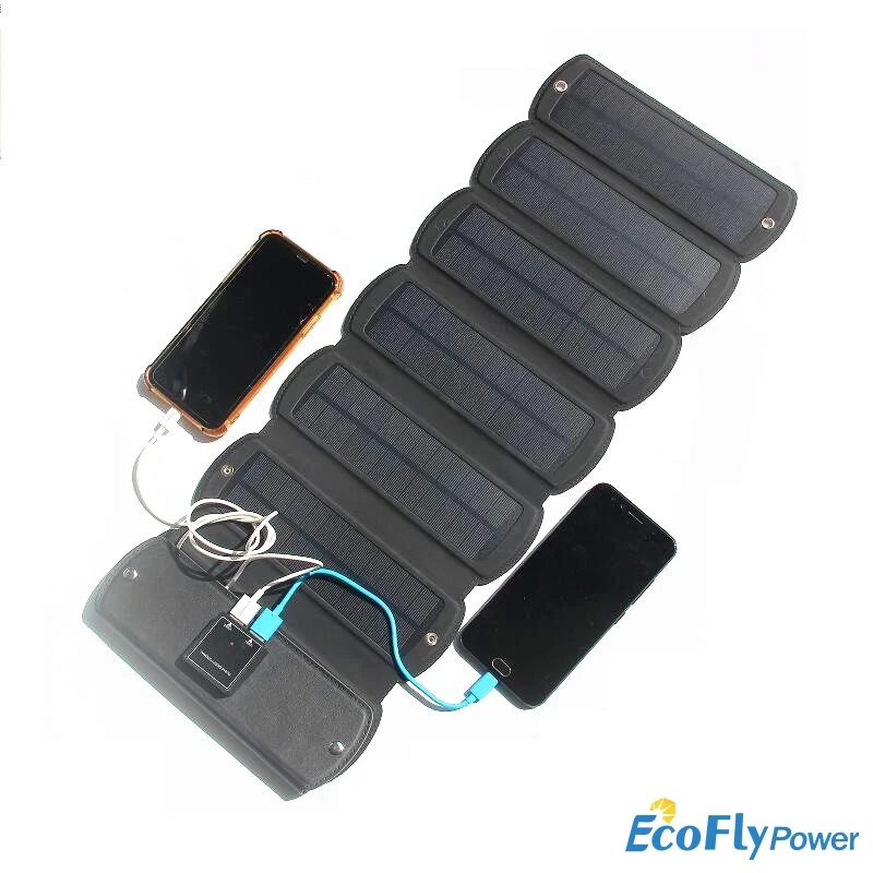 16W Portable Solar Panel 5V Daul USB Foldable Solar Charger Waterproof Solar Cells Power Bank for  Outdoor Travel Camping