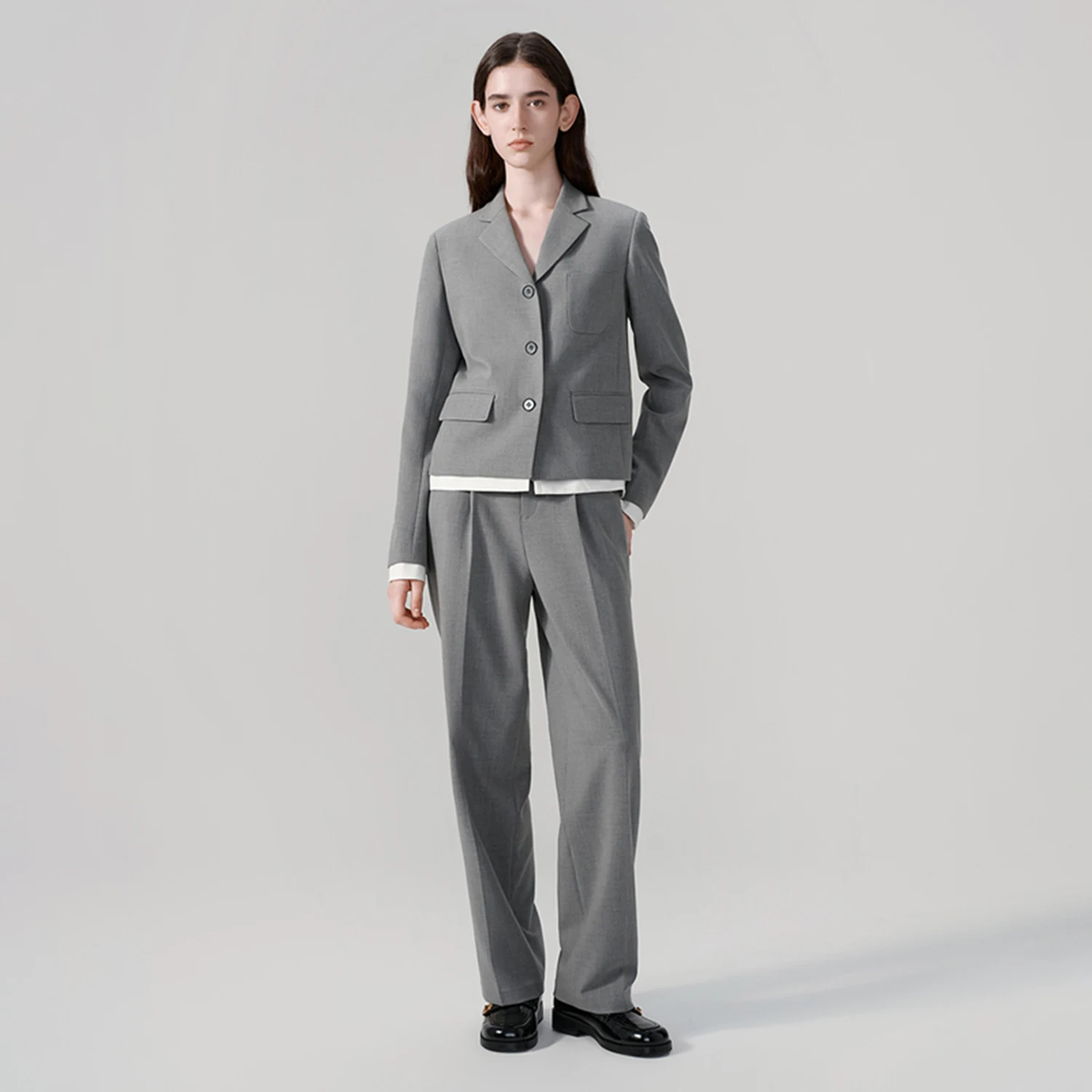 Allingentle Flat Collar Blazer Women's 2 Piece Set Jacket Fashion Women Pantsuit Set for Business Office Outfits Customize