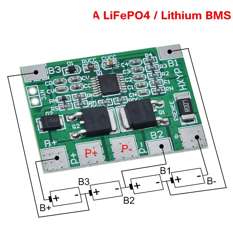 

Плата защиты аккумуляторов LiFePO4 / литиевых батарей BMS 4S 3.2V 3.7V 8A для сборок 12.8V 14.4V 18650 32650 с ограничением тока 20A