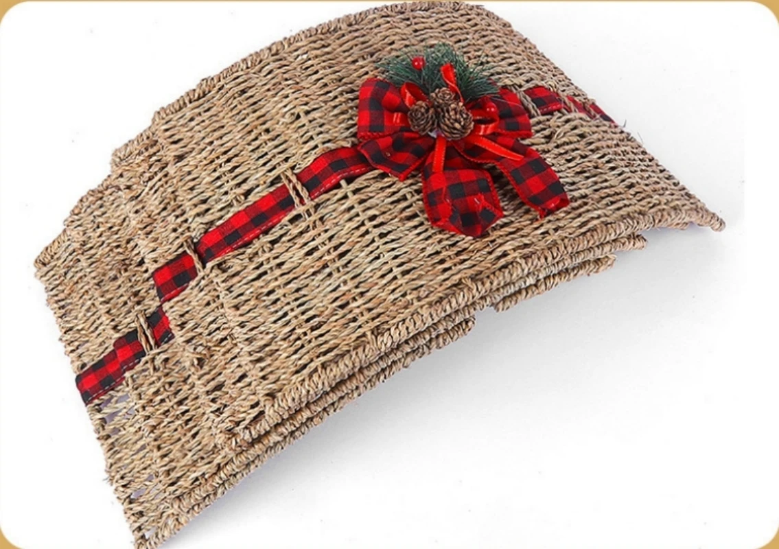 Bild 6: Algenseil gewebt Weihnachtsbaum Kragen Wasser Gras Weihnachtsbaum Rock Rattan Bauernhaus Weihnachtsbaum Zaun und Ständer