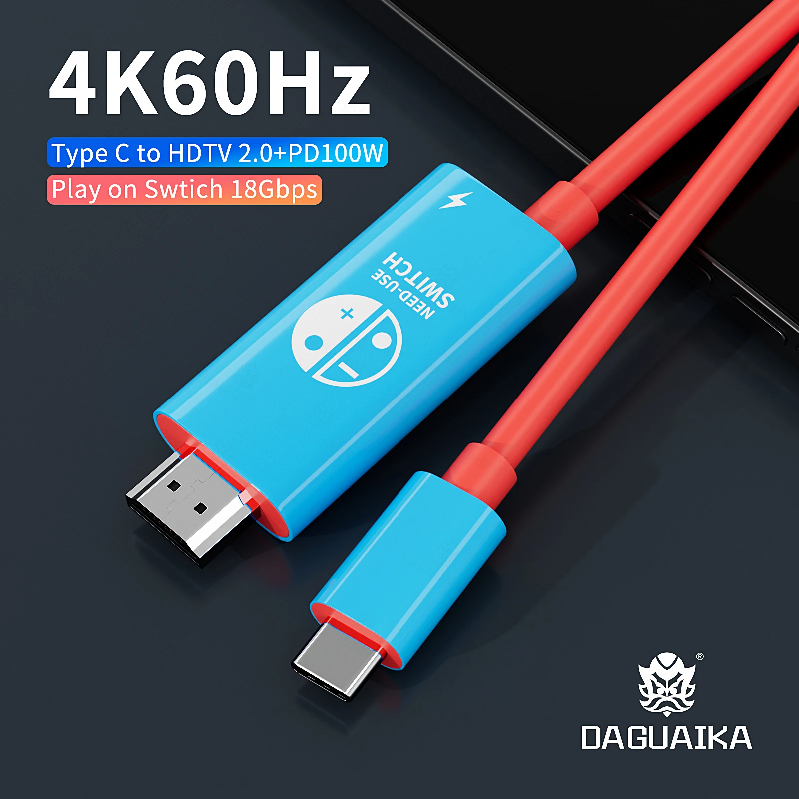 USB C к HDMI-адаптеру, 4K, 30 Гц, HDMI-совместимый кабель для Nintendo Switch/OLED PD 100 Вт, зарядка для ноутбука, планшета, телефона