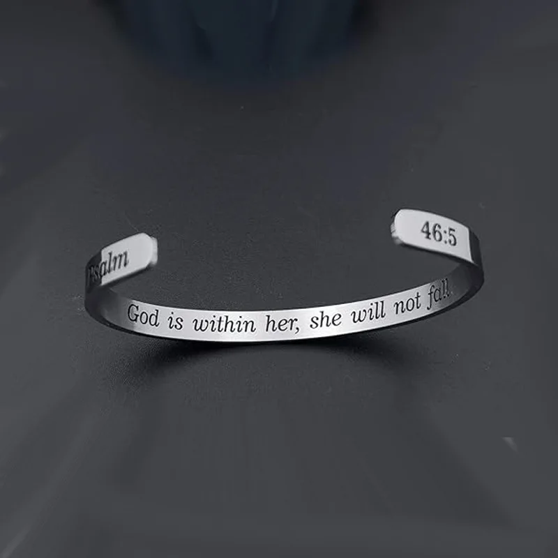 Personalized Double Side Engraved Silver Cuff Bangle