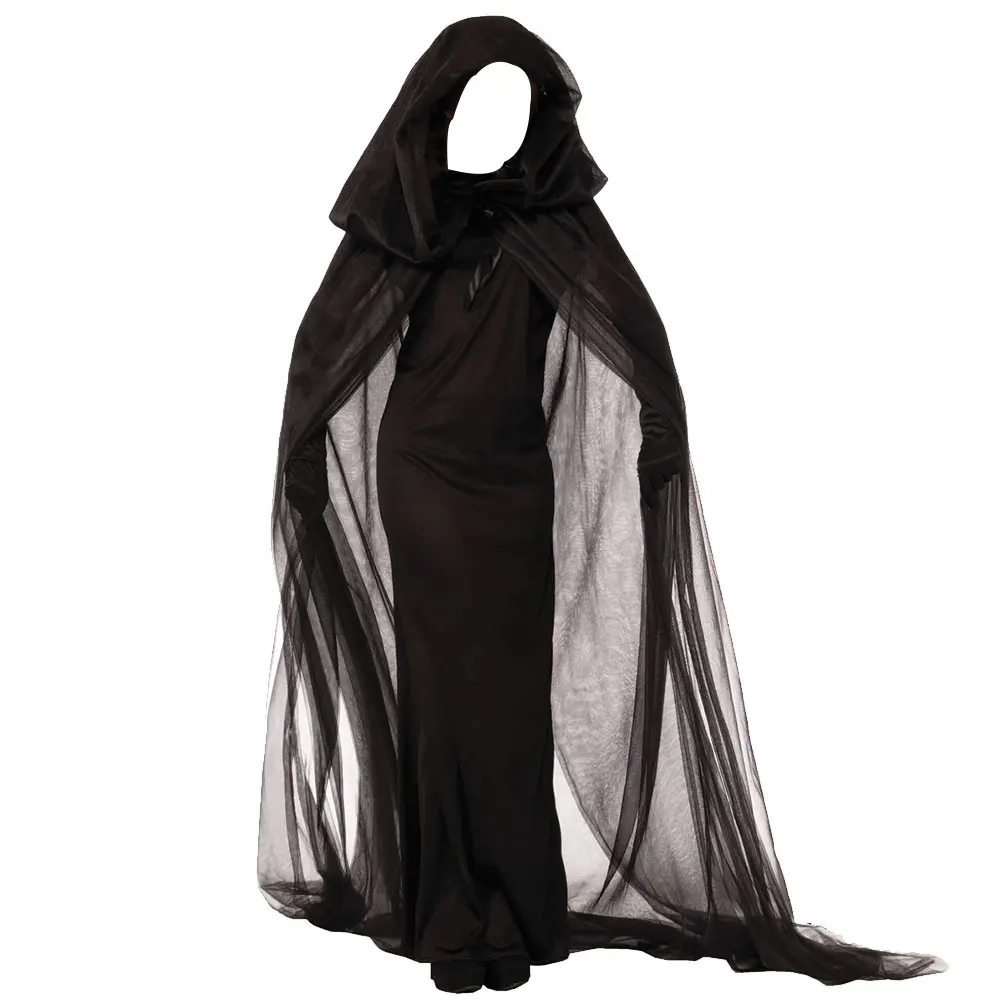 

Witch Robe Halloween Women Dress Black Soft Material Comfortable Role Cosplay Witch Dress For Masquerade Play Cosplay