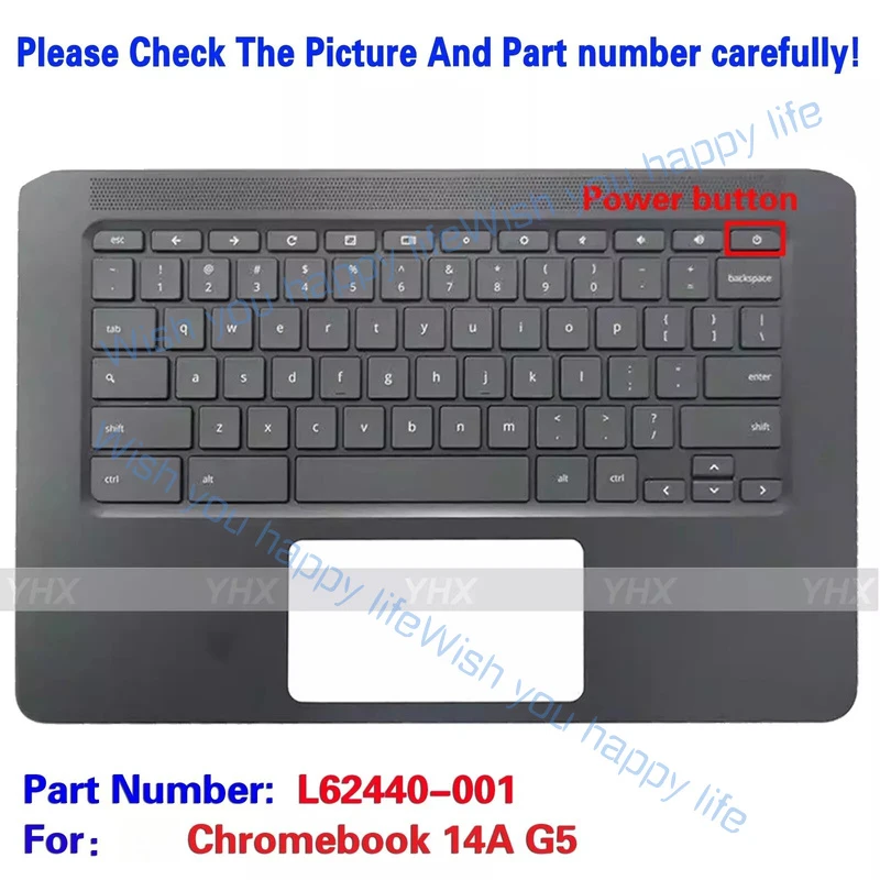 L... New For HP Chromebook 14A G5 Palmrest Upper Case C US Keyboard L62440-001