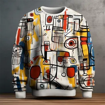 Men's Graphic Sweatshirts For Men Graffiti Pullover Long Sleeve Sweatshirt Crew Neck Fashion Daily Casual Holiday Vacation New