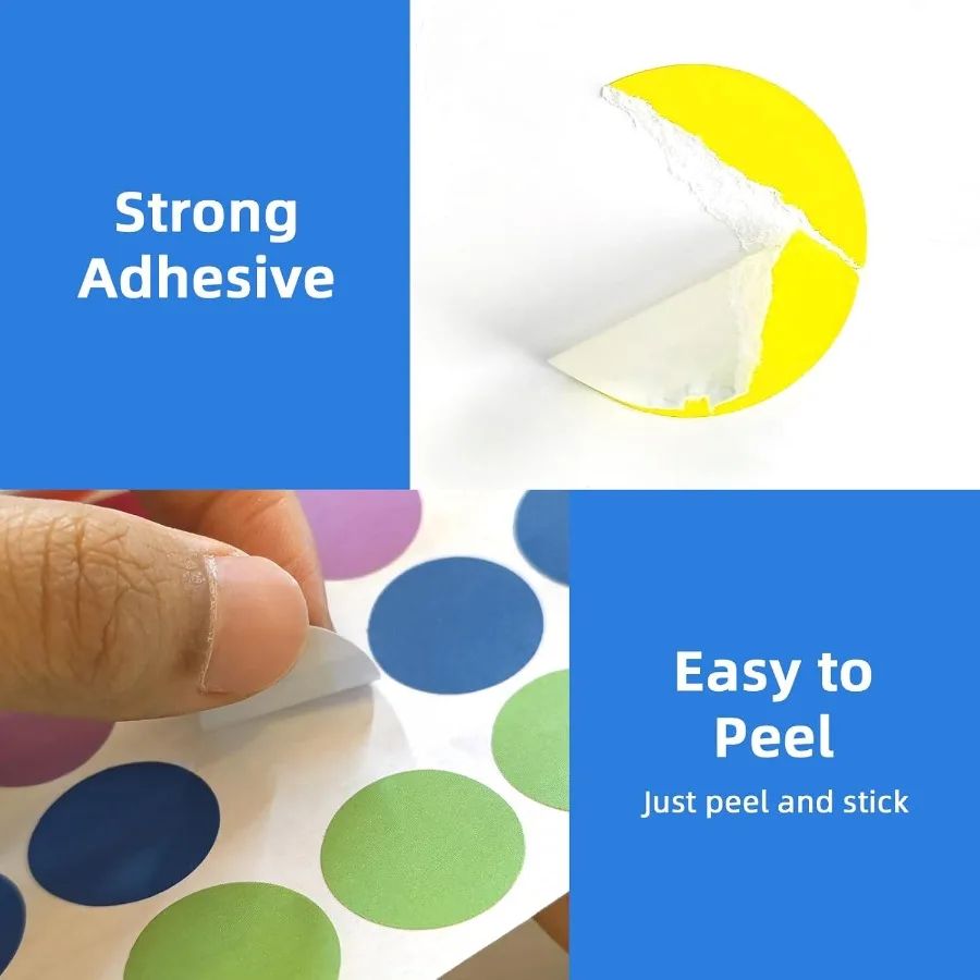 1600 قطعة من ملصقات النقاط الملونة المطبوعة 10 ملصقات أسعار دائرة الألوان 3/4 بوصة ملصقات ترميز الألوان المستديرة لتنظيم المكتب #4