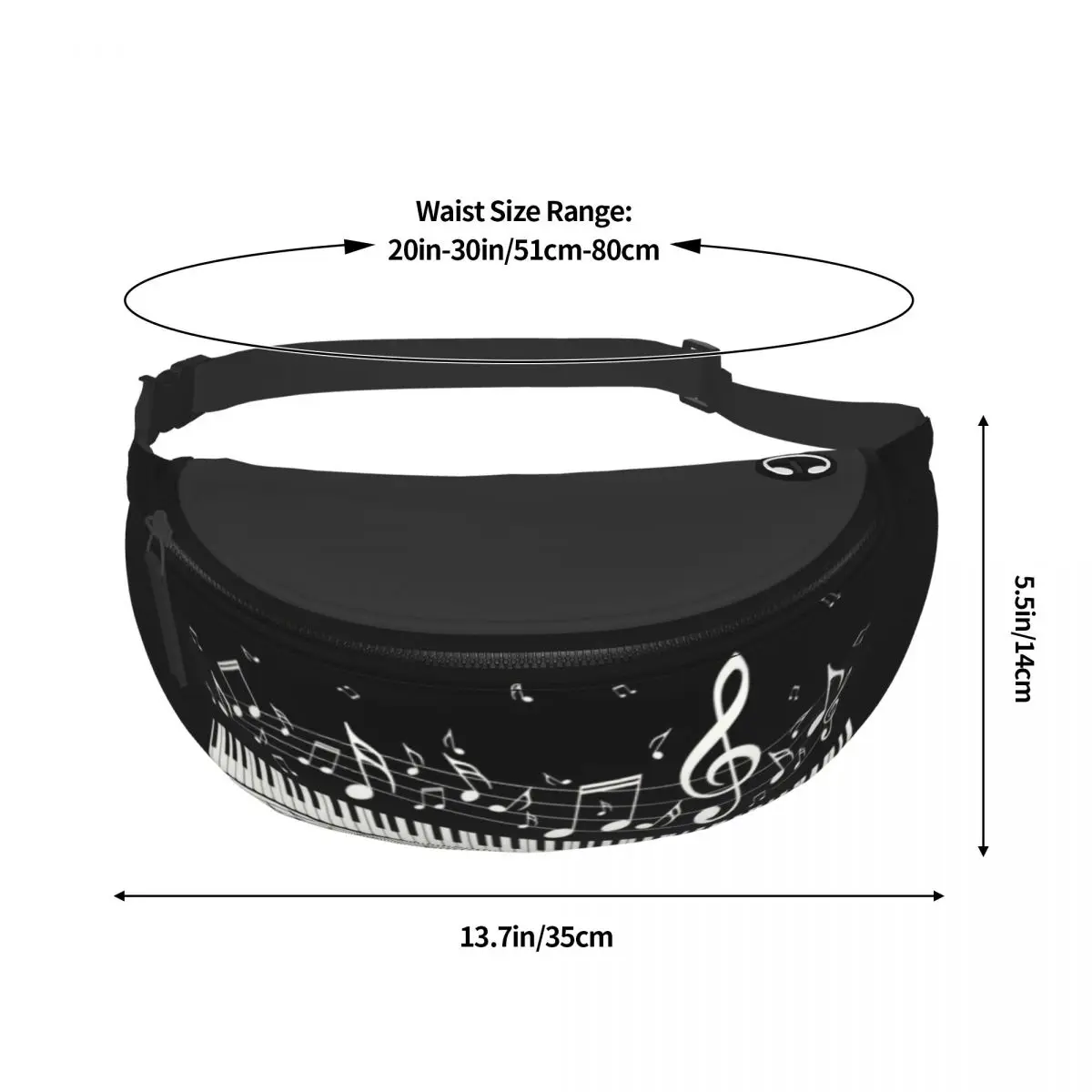 Mode Piano En Muziek Notities Fanny Pack Mannen Vrouwen Custom Crossbody Heuptas Voor Lopende Telefoon Geld Pouch