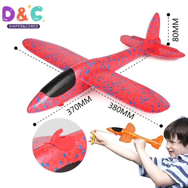 

35CM Rubber EPP Foam Hand Throw Airplane Band Ejection Outdoor Launch Glider Plane Gift Interesting Toys For Children Kids Game