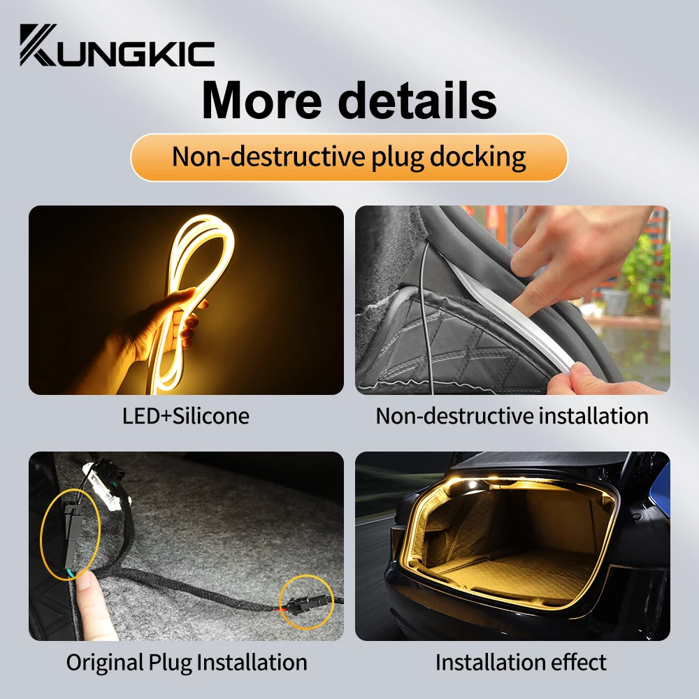 For Tesla Model 3 Highland 2024 2025 2026 Upgrade 12V Trunk Brighten LED Strip Waterproof Flexible DIY Rear Trunk Silicone Light
