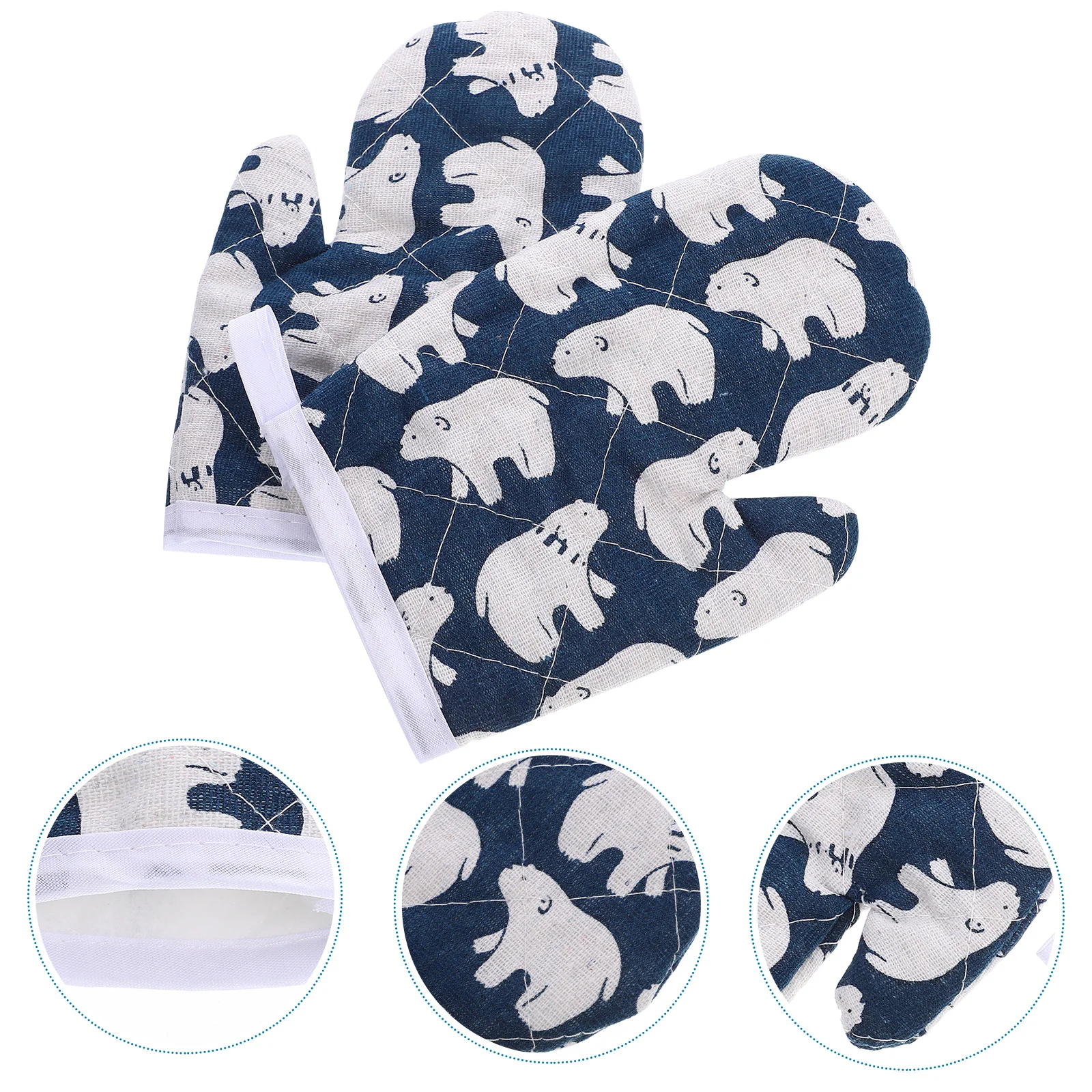 

1Pair Heat Resistant Oven Gloves Thickened Cotton Kitchen Mitts Non-Slip Baking Grilling Protection Gloves for Cooking Serving