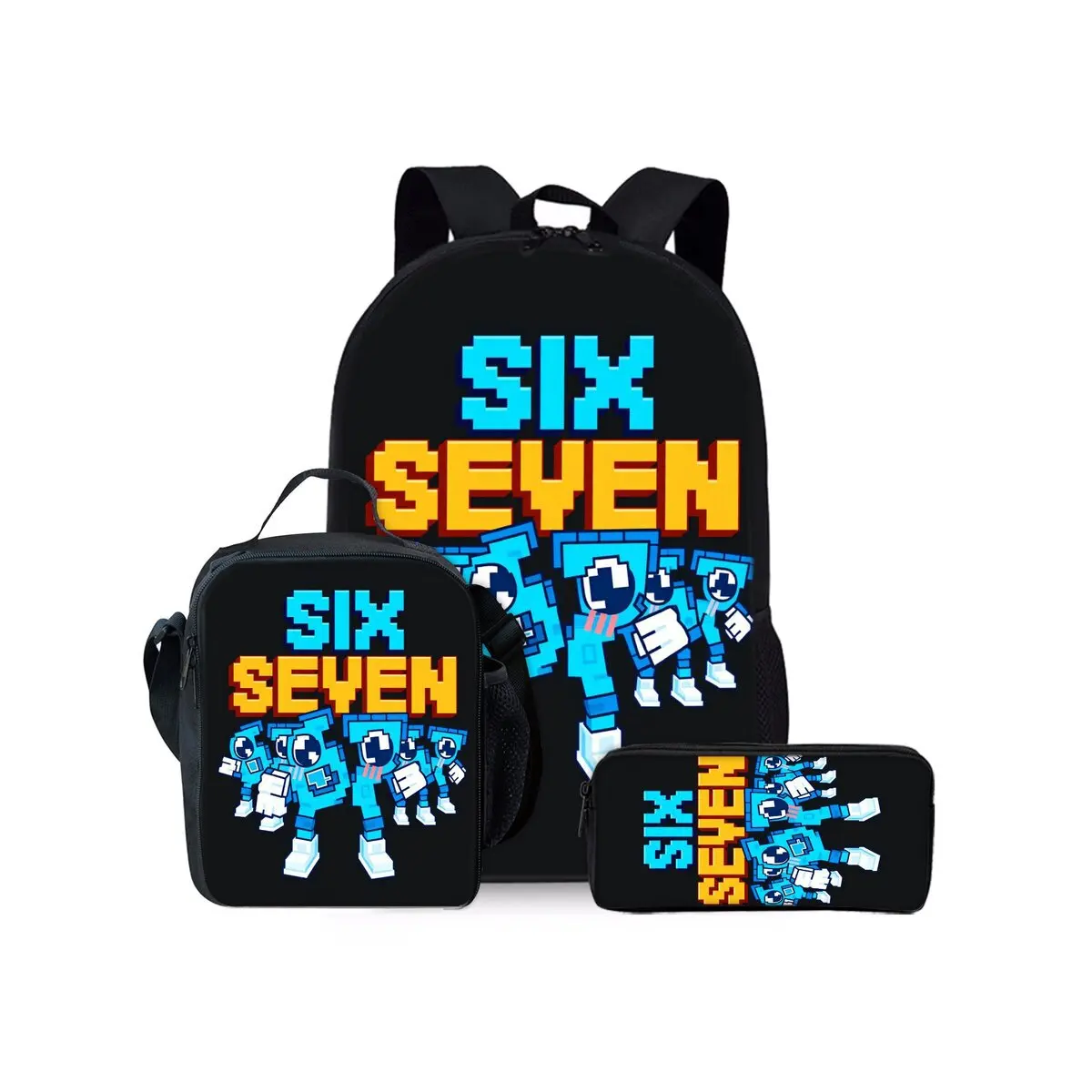 Classic Popular Funny Novelty number 6 7 3D Printed 3pcs/Set pupil School Bags Laptop Daypack Backpack Lunch bag Pencil Case
