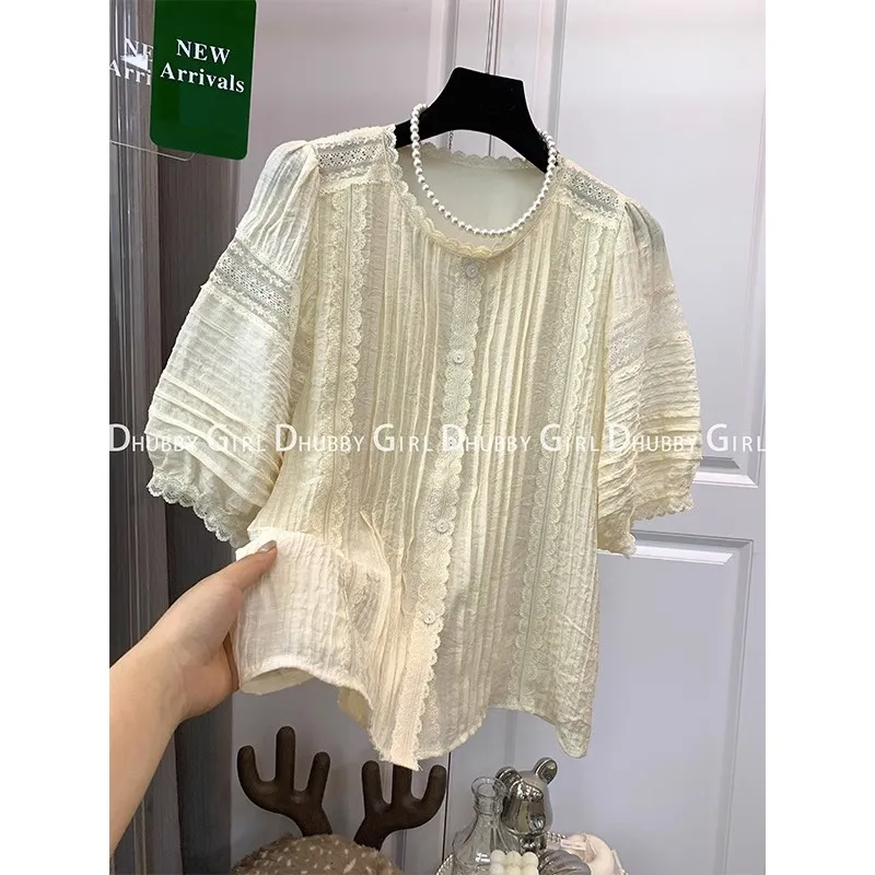 Summer Sweet Shirt Cute Women 2023 Short Sleeve Chic Ladies Casual Party Short Blouse