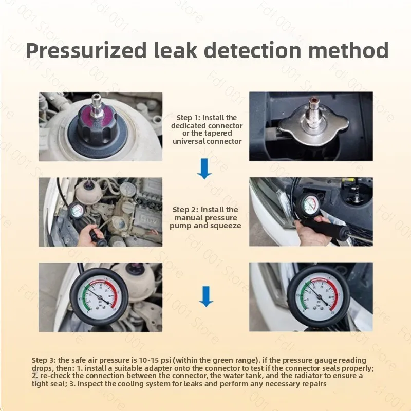 Car Radiator Pressure Leak Tester Cooling System Vacuum Filler Tool Kit