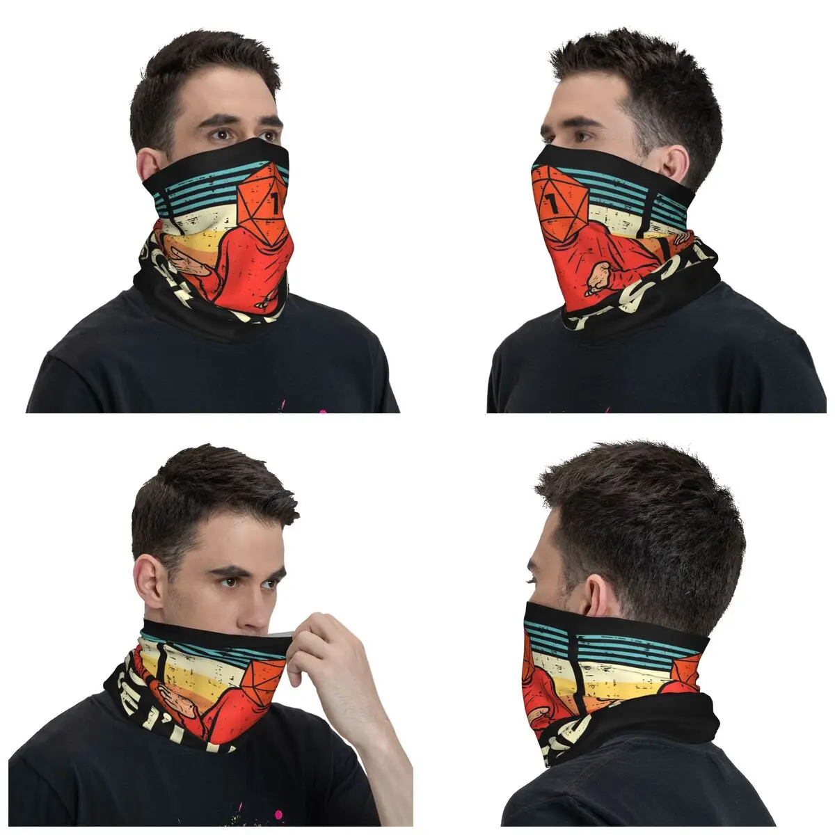 RPG Gamer Guess I'll Die Retro Bandana Neck Gaiter Printed DnD Magic Scarf Multifunctional Balaclava Running Unisex Adult