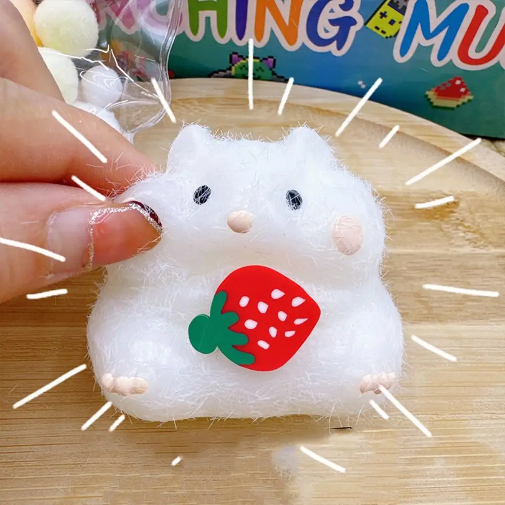 Mainan pantul lambat cakar kucing Mini lucu mainan boneka buah tomat pada tongkat kaki kucing Remas mainan anjing kartun kreatif Hamster Rebound lambat mainan anak-anak