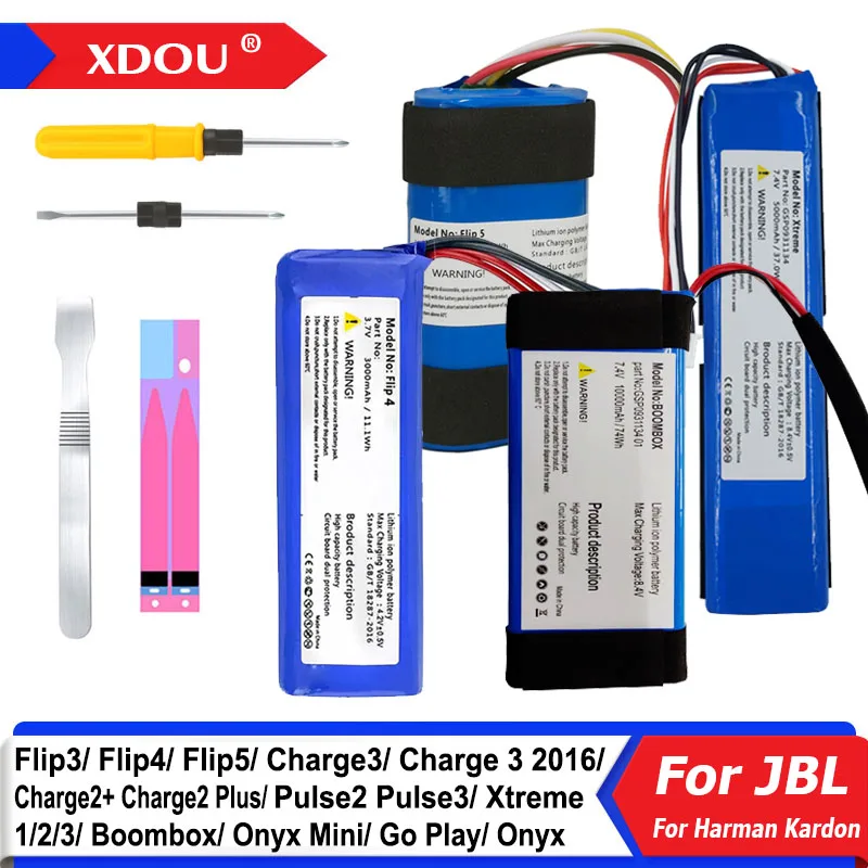 XDOU Battery For JBL Charge Flip Pulse Xtreme Boombox 1 2 3 4 5 For Harman Kardon Go Play Onyx Mini Speaker Bateria