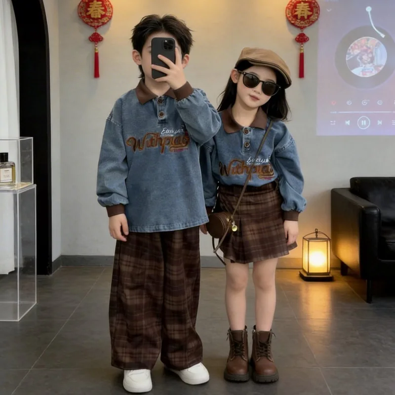 ensemble-haut-en-denim-pantalon-a-carreaux-pour-enfants-chemise-de-cowboy-jupe-pour-filles-costume-2-pieces-vetements-de-loisirs-a-la-mode-pour-enfants-de-2-a-10-ans-automne