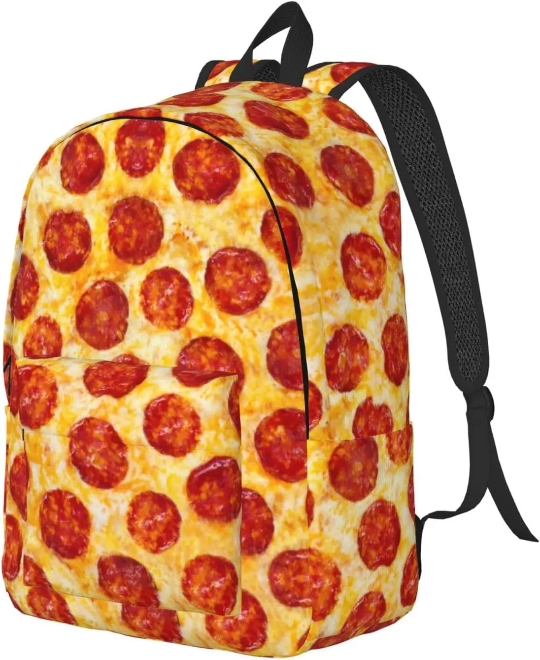 Ransel Pola Makanan Pizza Menyenangkan untuk Anak Perempuan Laki-laki Wanita Tas Buku Kanvas Ringan Tas Daypack Kasual untuk Perjalanan Luar Ruangan
