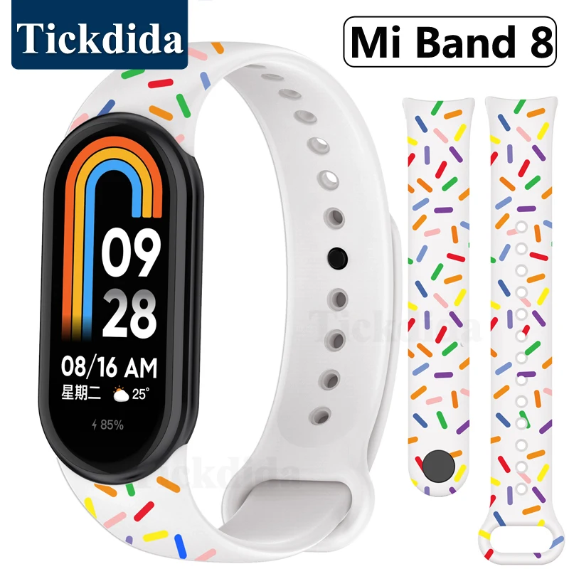 

Радужный силиконовый ремешок для Xiaomi Mi Band 8, спортивный мягкий ремешок для Xiaomi Band 8, сменный силиконовый ремешок