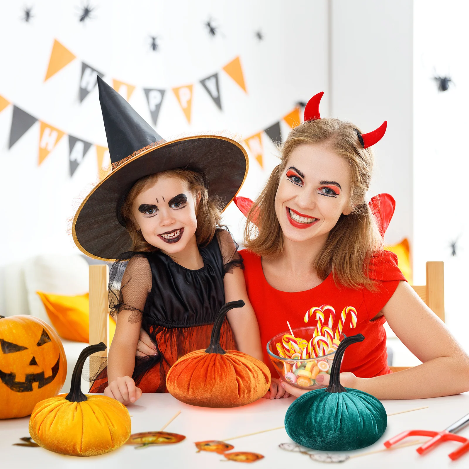 

3Pcs Cloth Pumpkin Decor Stuffed Pumpkins Halloween Decorations Eye-Catching Vibrant Colors Home Gatherings Halloween Pumpkin