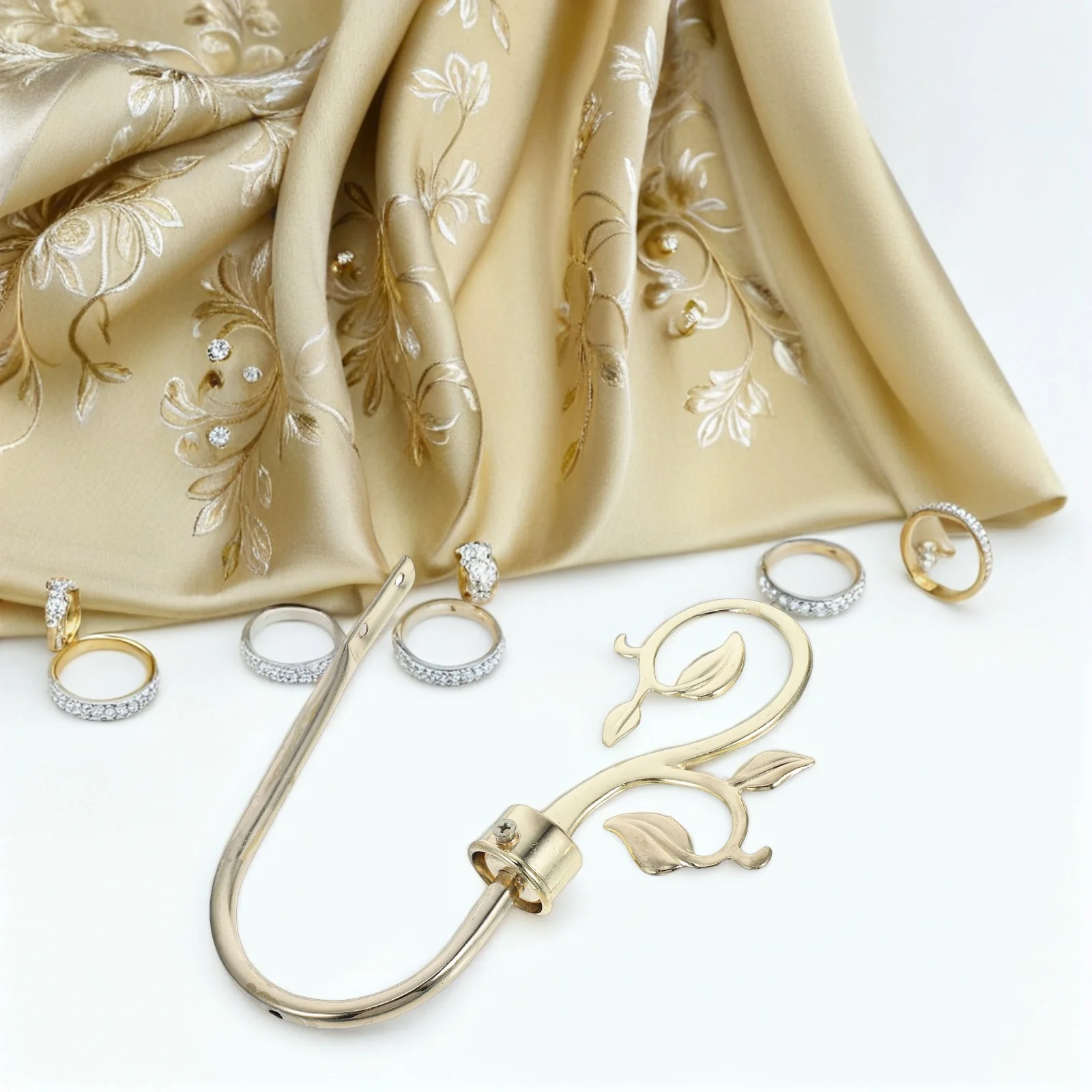 

2pcs Curtain Hooks For Drapes: Gold Wall Mounted Curtain Holdbacks Leaves Design Heavy Duty Decorative Tie Backs For Home Hotel