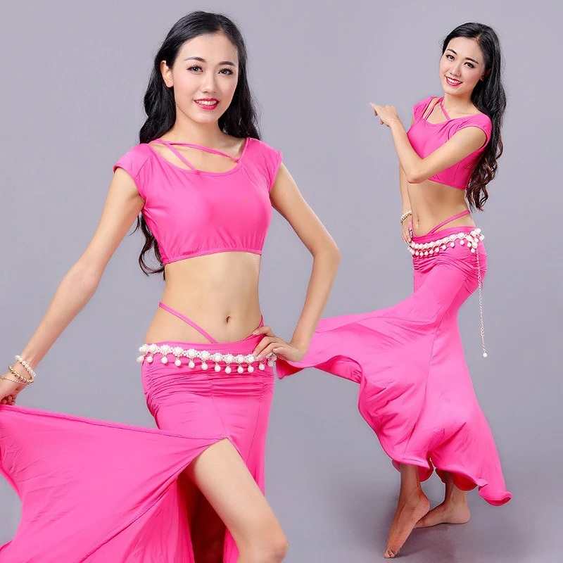 맞춤형 밸리 댄서 연습 의상 오리엔탈 댄스 공연 의상 섹시 세트 인도 댄스 초보자 여성 성인