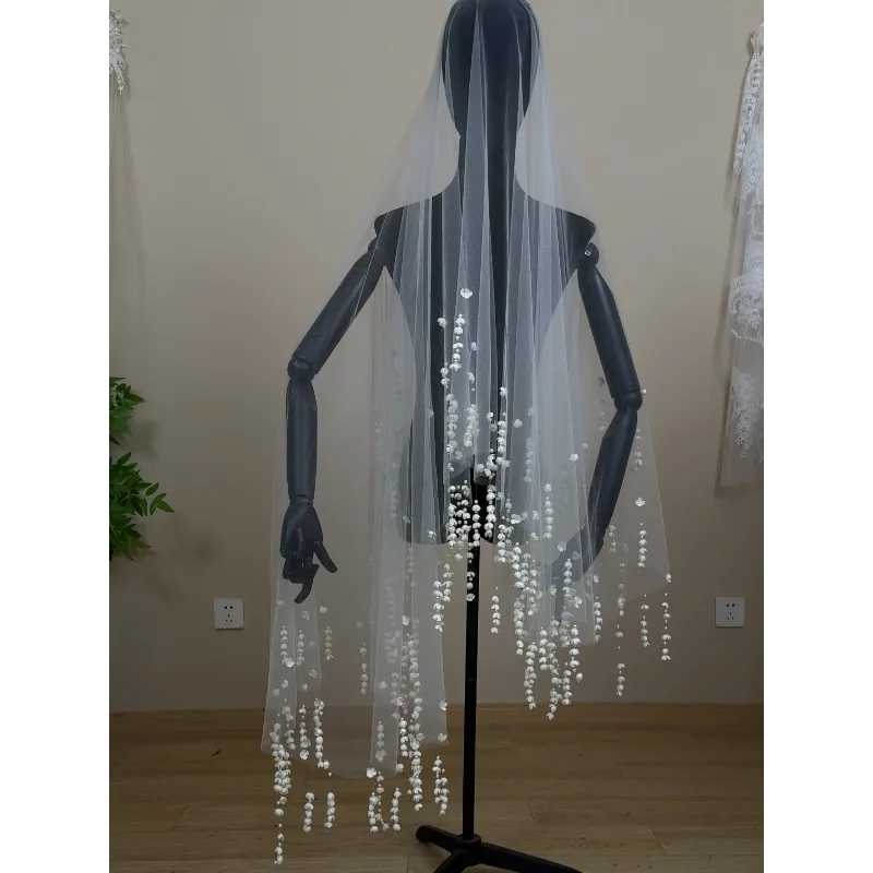 Meigao Handmade Lily of the Valley Tassel High Transparent Korean Gown Bridal Veil Sample Travel Photography Wedding Photography