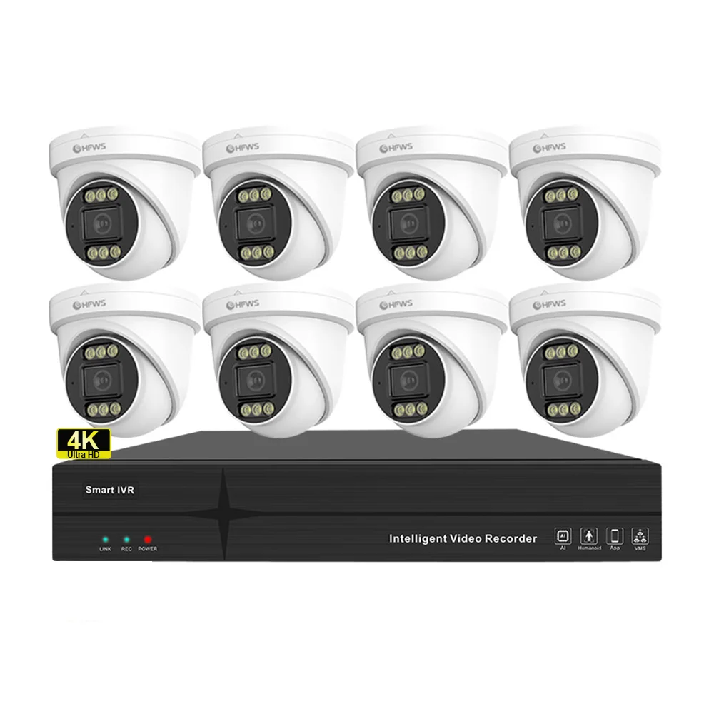 OEM نظام أمان الشبكة المنزلية 8MP 4K 25FPS PoE Dome IP كاميرا للرؤية الليلية كشف الحركة خيارات تخزين البيانات NVR #2