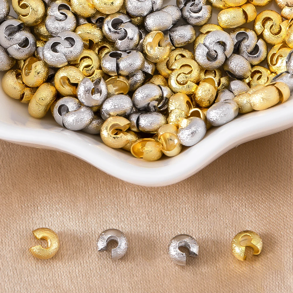 

10/20Pcs/Lot 5mm 18K Gold Plated Round Covers Crimp End Beads,Stopper Spacer Beads,DIY Jewelry Making Accessories