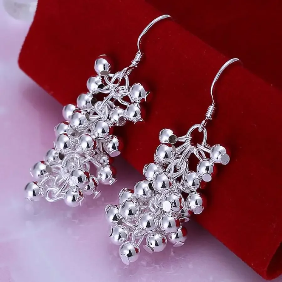

Wholesale Fashion Valentine Gift 925 Sterling Silver Women Charm Light Beads Grape Wedding Earring Jewelry Wedding