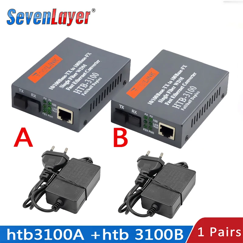 Fiber Transceiver Media Converter HTB-3100 Optical Fiber Single Fiber Converter SC 10/100M Single Mode Single Fiber 1pair