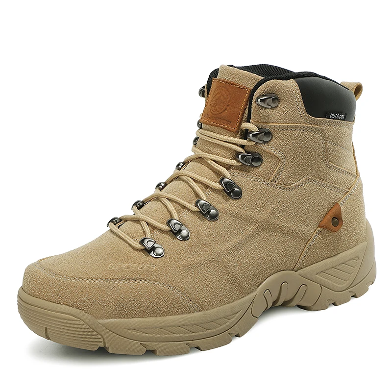 HIKEUP-Botas militares masculinas ao ar livre, sapatos de designer, botas de couro quente, sapatos de caminhada, trekking, esporte militar