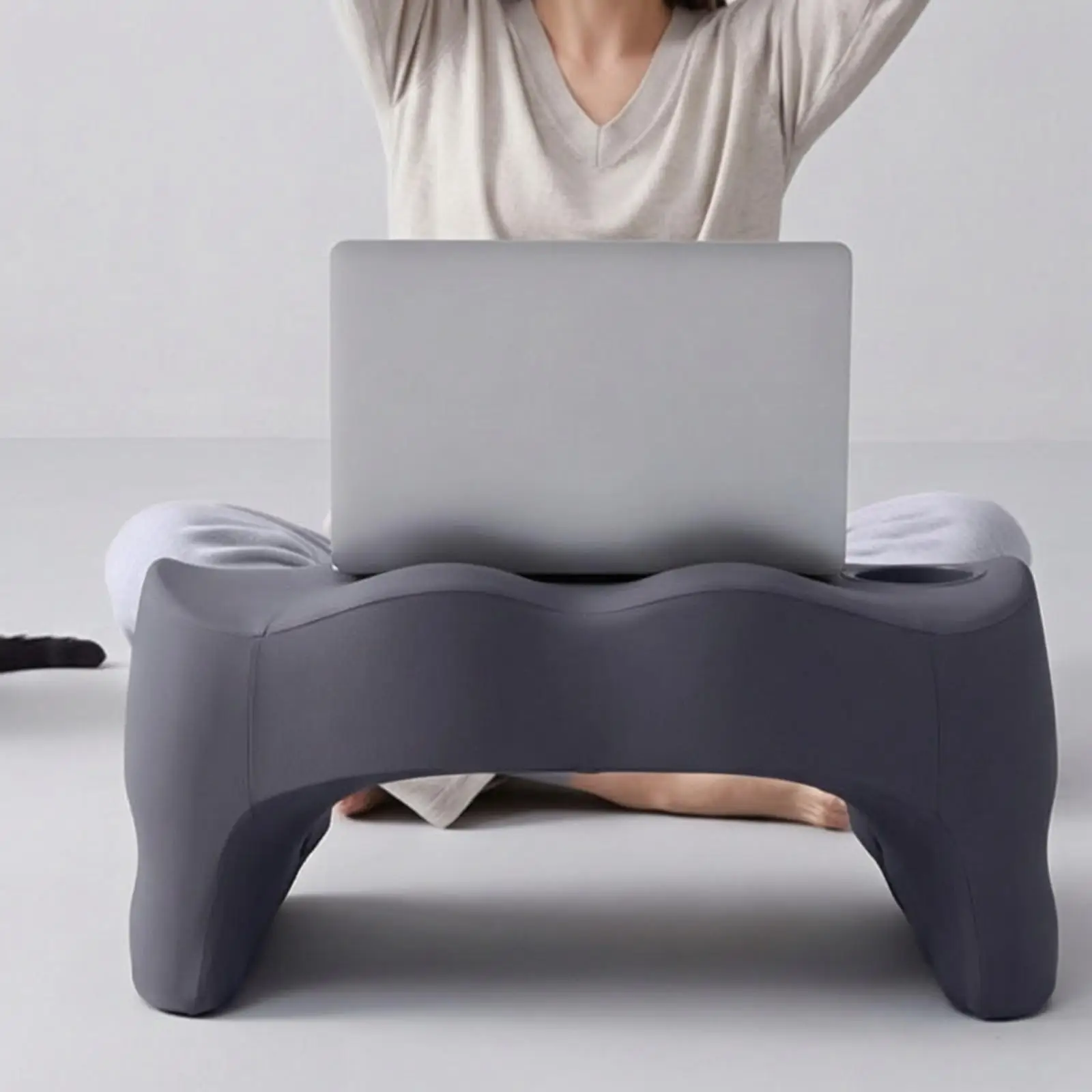 Reading Pillow with Beverage Holder Holder Supportive Reading Support Pillow Structured for Readers, Students, Office, Sofa,