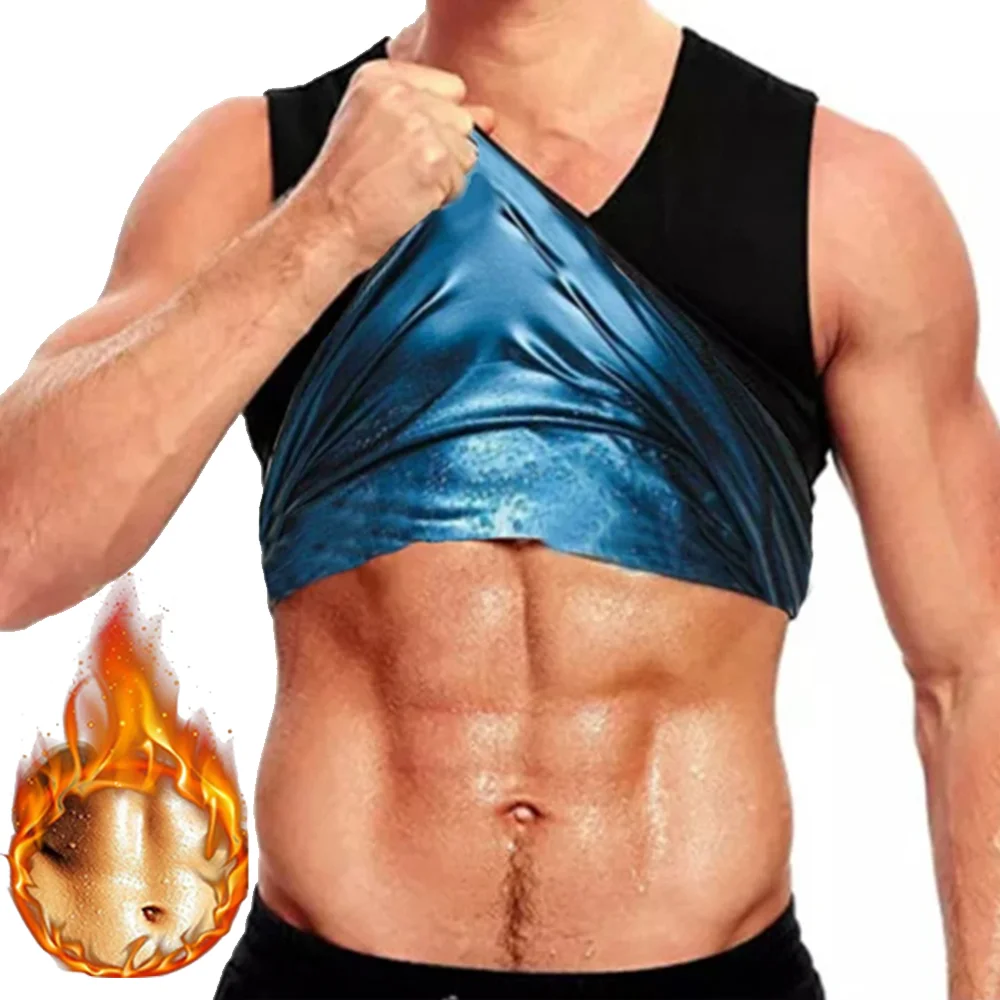 Men Fitness Sauna Sweat Vest Heat Trapping Sportswear Fat Burning Shaper Waist Slimming Sauna Suit Workout Compression Tank Tops