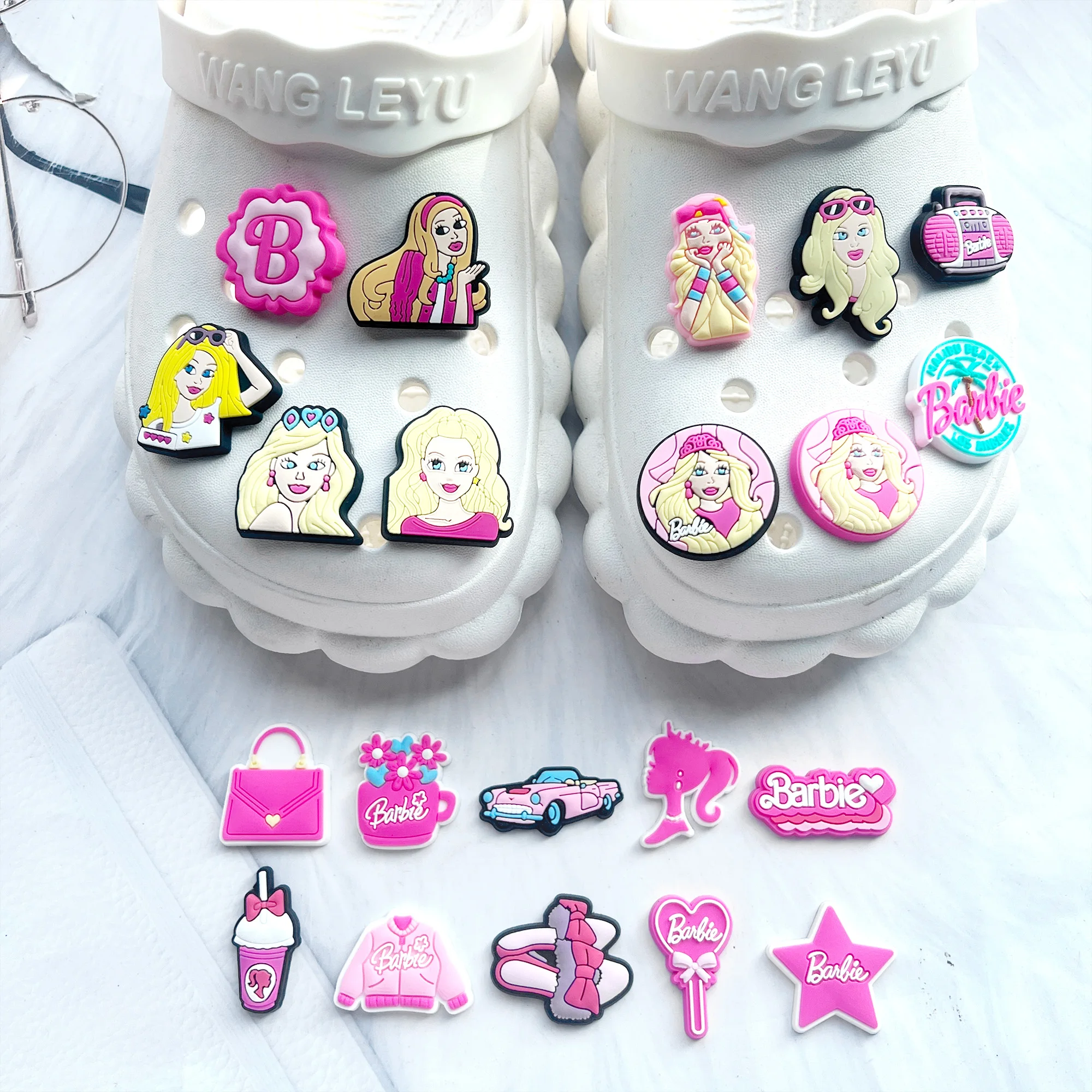 Miniso Barbie Cute Charms for Clog Girls Gift for Summer Garden Shoes Pink for Women Shoes Accessories DIY Christmas Gift