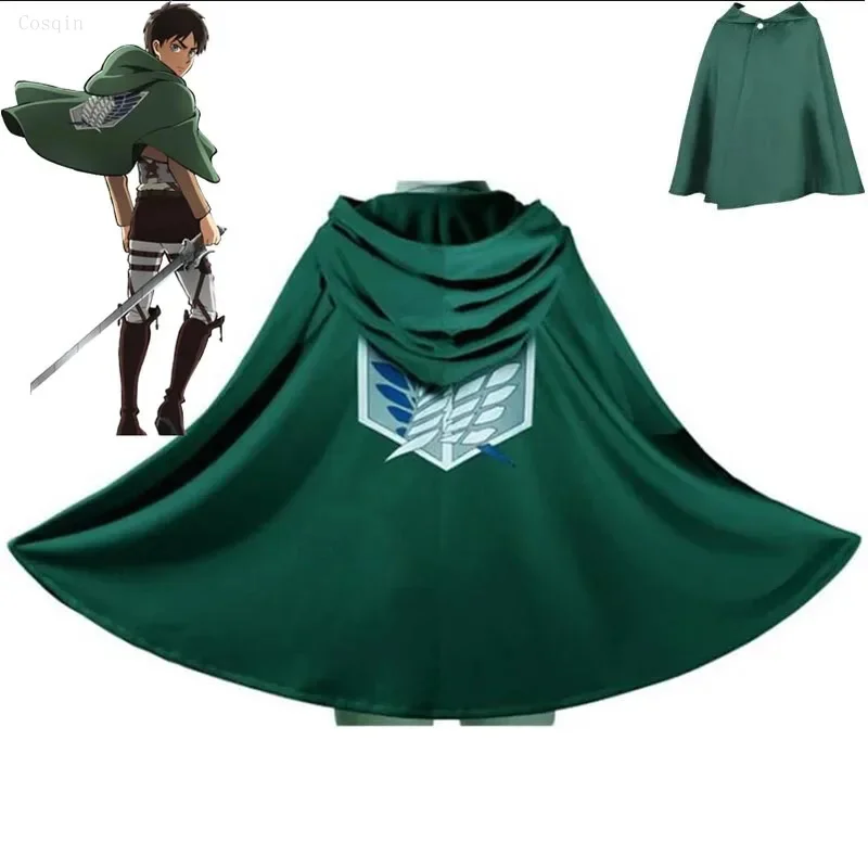 Cosqin halloween japonês com capuz capa scout corpo cosplay traje anime cosplay xale verde traje feminino ataque em tita