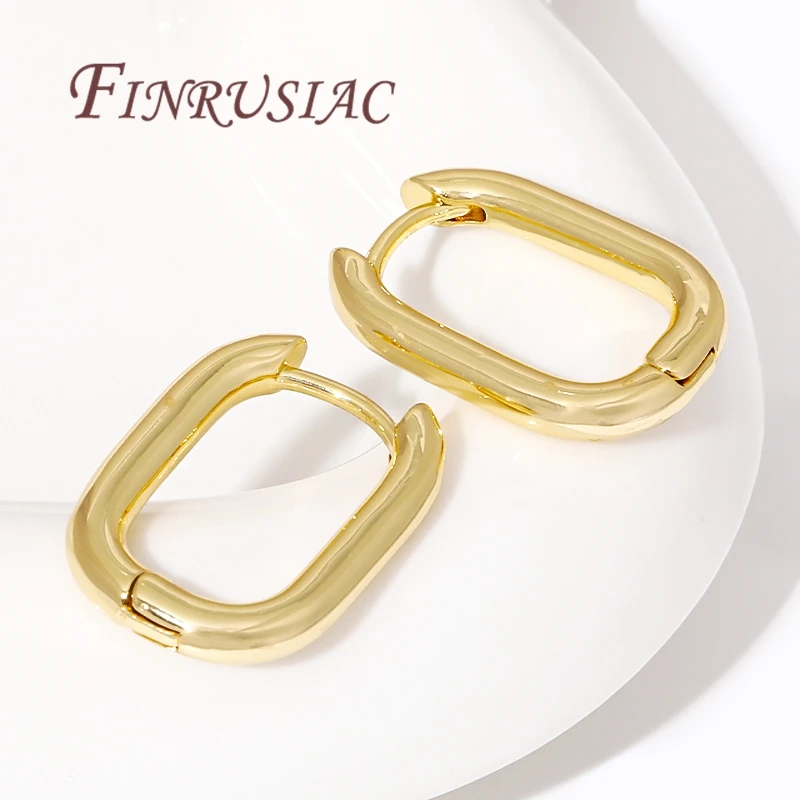 Trendy U Shape Earrings 18K Gold Plated Geometric Hoop Earring Piercing Earring For Women Jewelry Accessories Ladies Party Gifts image 6