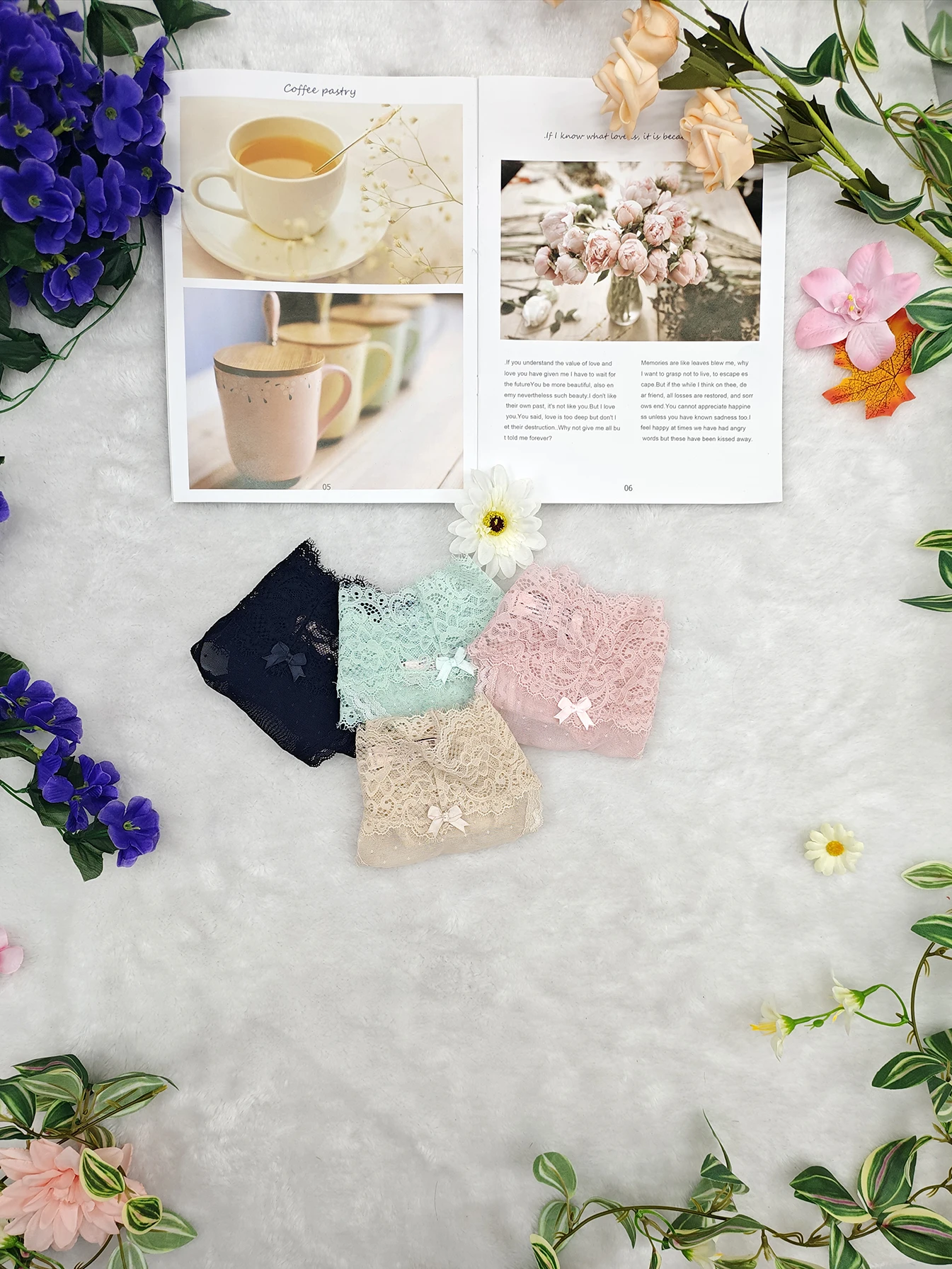 4 قطع/مجموعة سراويل رفيعة شبه شفافة مثيرة ومزينة بالدانتيل للفتيات، سراويل T منخفضة الخصر، قابلة للتنفس #2