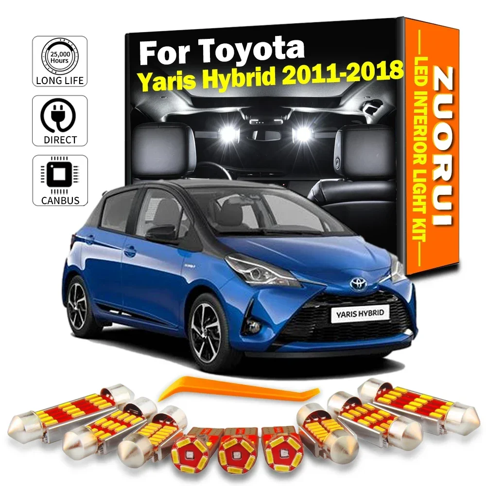 

ZUORUI 10Pcs Canbus LED Interior Map Dome Light Kit For Toyota Yaris Hybrid 2011-2015 2016 2017 2018 Car Led Bulbs Accessories