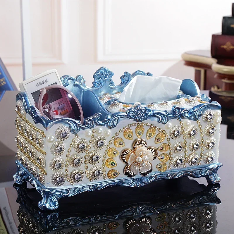 Light Luxury Handmade Fruit Dish - Creative Retro Resin Ornaments European Style Household Paper Towel Box for Living Room Hot
