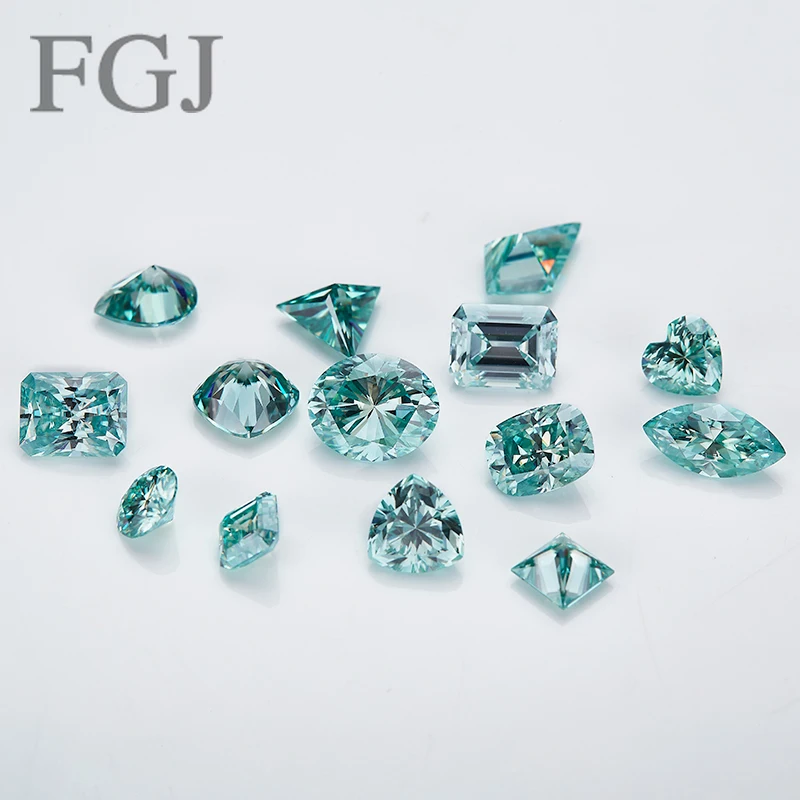 Aqua Blue VVS1 Moissanite Cushion Princess Heart Oval Pear Marquise Asscher Trillyon Radiant Emerald Kite Triangle Brilliant Cut