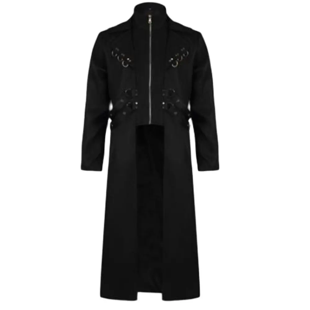 

Long Medieval Renaissance Costume Gentlema Coat Gothic Steampunk Trench Vintage Frock Outfit Coat MenRenaissance Punk Outerwear