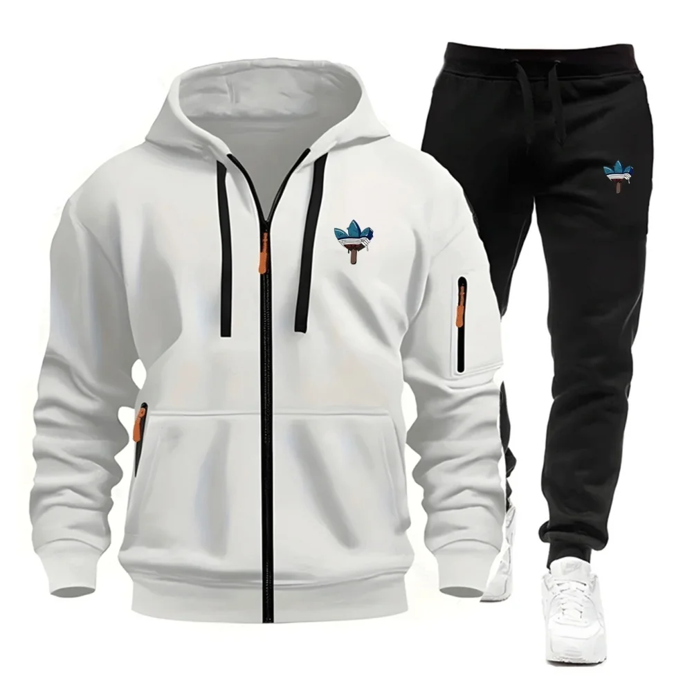 

2026 Men's Brand 2 Piece Hoodie Tracksuit Set Casual Hooded Sweatshirt Jogger Pants Sportswear Streetwear Outfit Male
