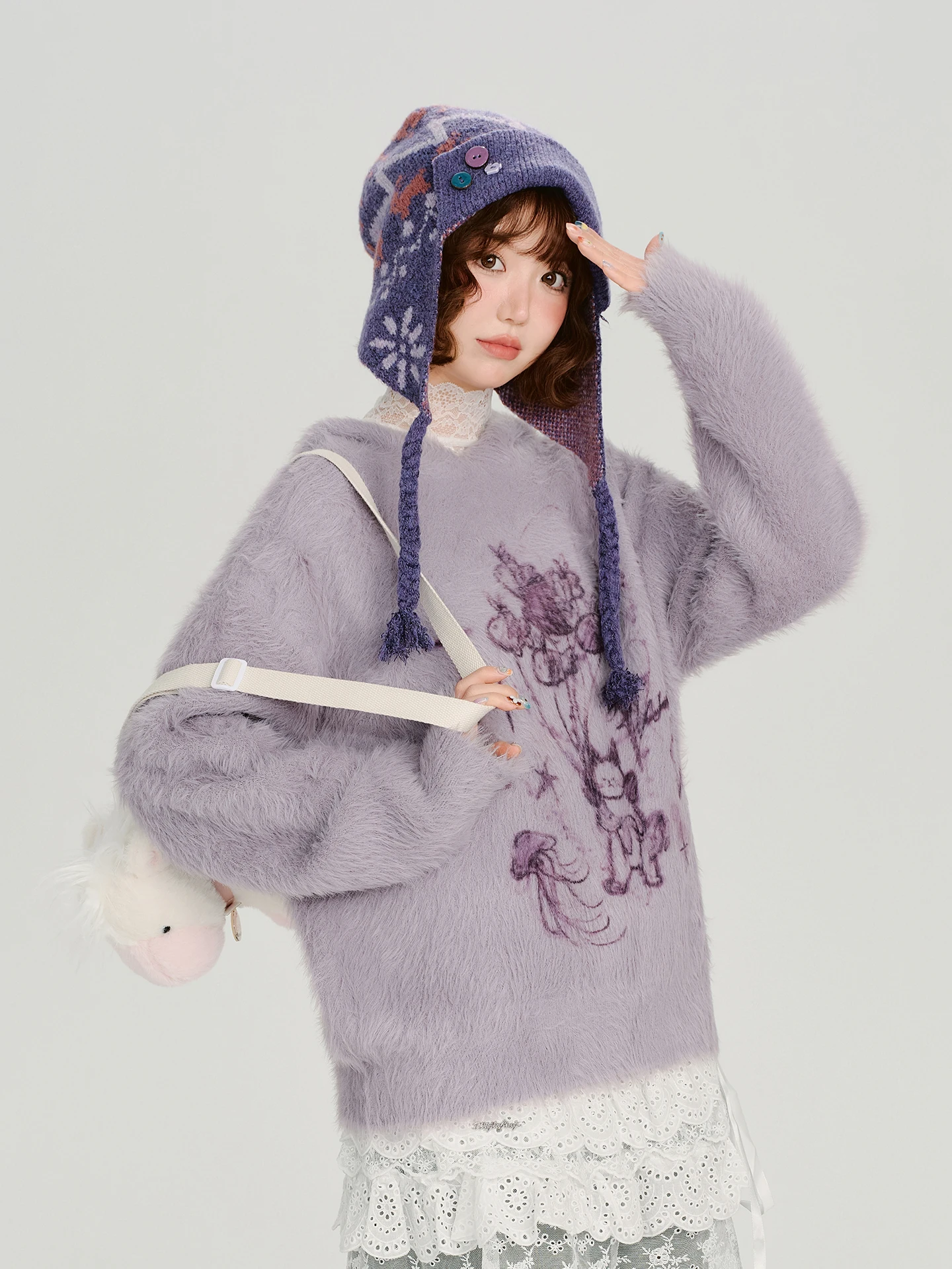 

Girly American Retro Hooded Knit Sweater Women's Autumn Winter New Soft Lazy Loose Knitted Top Casual Sle Loose Fit